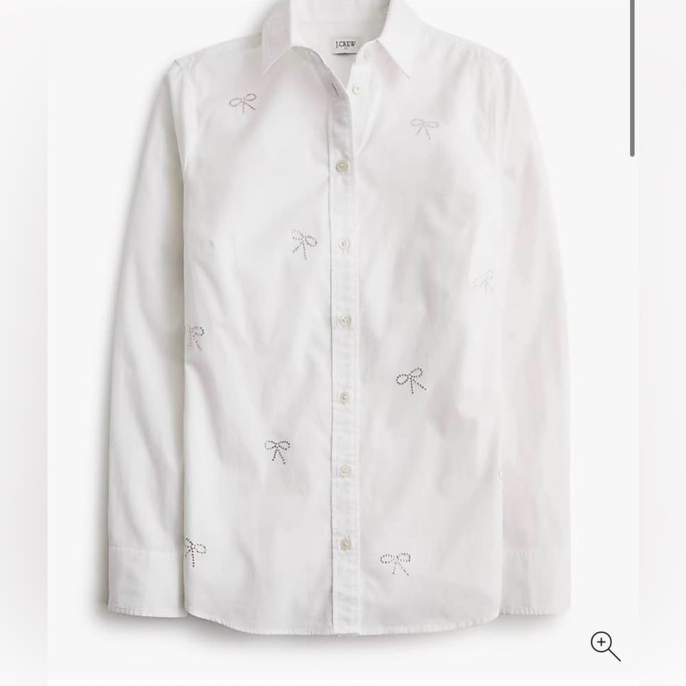 J. Crew Factory White Embelished Button Down